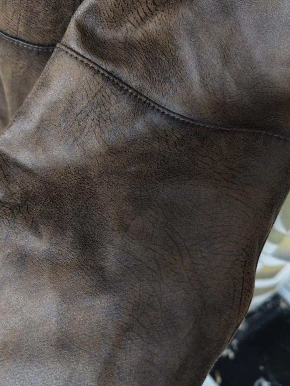 Brown Rabbit Fur Lined Leather Coat with Fox Fur Collar – Size M - Picture 5 of 6